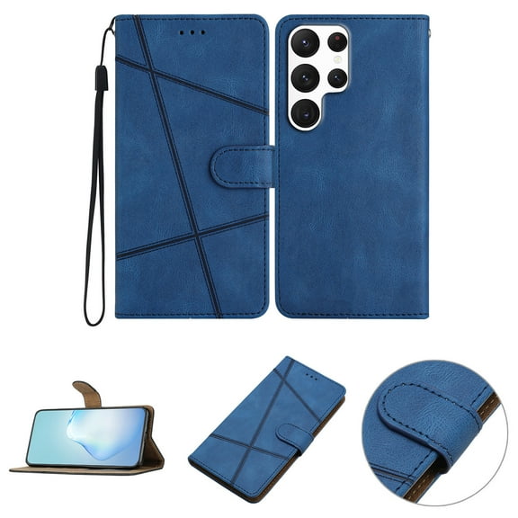 Nalacover Deisgned for Samsung S20 Ultra, Magnetic Folio Wrist Strap Flip Kickstand Premium PU Leather Wallet Case Cash Card Slots Holder Protective Case for Samsung Galaxy S20 Ultra, Blue