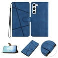 thumbnail image 1 of Nalacover Deisgned for Samsung S21 FE, Magnetic Folio Wrist Strap Flip Kickstand Premium PU Leather Wallet Case Cash Card Slots Holder Protective Case for Samsung Galaxy S21 FE, Blue, 1 of 10