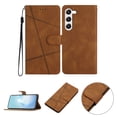 thumbnail image 1 of Nalacover Deisgned for Samsung S22, Magnetic Folio Wrist Strap Flip Kickstand Premium PU Leather Wallet Case Cash Card Slots Holder Protective Case for Samsung Galaxy S22, Brown, 1 of 10