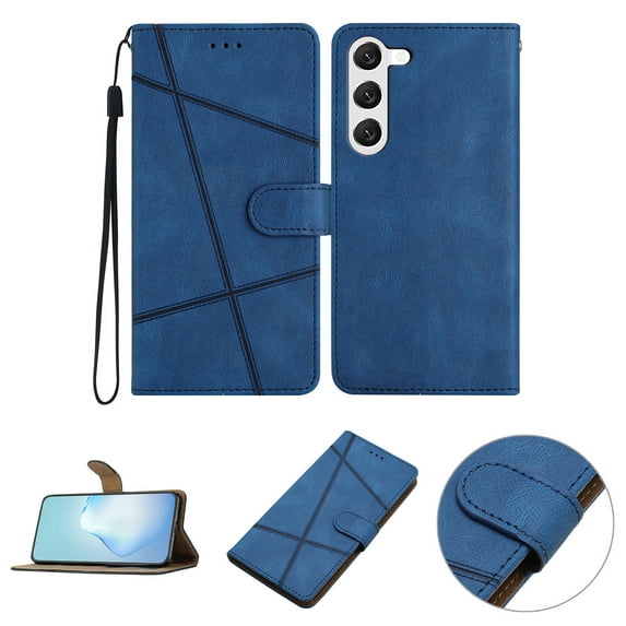 Nalacover Deisgned for Samsung S23 Plus,Magnetic Folio Wrist Strap Flip Kickstand Premium PU Leather Wallet Case Cash Card Slots Holder Protective Case for Samsung Galaxy S23 Plus,Blue