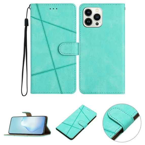 Nalacover Deisgned for iPhone 14 Pro, Magnetic Folio Wrist Strap Flip Kickstand Premium PU Leather Wallet Case Cash Card Slots Holder Protective Case For iPhone 14 Pro, green