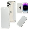 thumbnail image 1 of Nalacover Flip Case for iPhone 14 Pro Max, Card Slot Holder Hybrid Lychee Pattern PU Leather + TPU Non-Yellowing Cover with Kickstand Electroplated Frame Clear Back Case for iPhone 14 Pro Max, Silver, 1 of 7