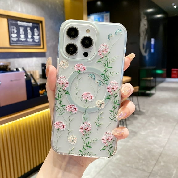 Nalacover Flowers Floral Pattern Magnetic Case for iPhone 11,  Matte Translucent Slim Cover Compatible with MagSafe Wireless Charging, Hybrid PC + TPU Shockproof Case, Pattern-A