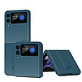 thumbnail image 1 of Nalacover Folding Case for Samsung Galaxy Z Flip 3, Carbon Fiber Rugged PC Anti-Scratches Lens Protection Cover with Hidden Bracket Screen Protection Wireless Charging Case,Cyanblue, 1 of 7