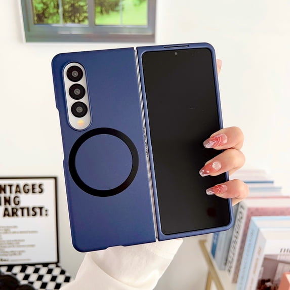 Nalacover Folding Case for Samsung Galaxy Z Fold 4, Skin-Friendly Rugged PC Shockproof Non-Slip Magnetic Cover Compatible with MagSafe Wireless Charging Slim Lightweight Case,Blue