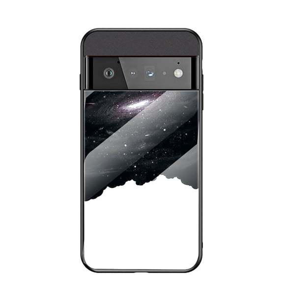 Nalacover For Google Pixel 6A Fit Slim Case,Stylish Galaxy Pattern Design Luxury Tempered Glass Back Case Anti-scratch Side with TPU Bumper Shockproof Camera Lens Protective Cover.F