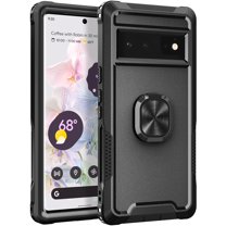 Nalacover For Google Pixel 7 Slim Case,Luxury Hybrid Hard PC and TPU Rugged Bumper 3-In-1 Rotatable Magnetic Ring Kickstand Four Corner Guard Shockproof Anti-Scratch Back Phone Cover.Black