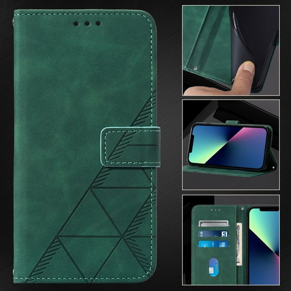Nalacover For Samsung Galaxy A52 Card Slot Case,Shockproof Premium PU Leather Magnetic Clasp Flip Stand Wallet for Women Men Cover with Removable Adjustable Crossbody Shoulder Strap,Darkgreen