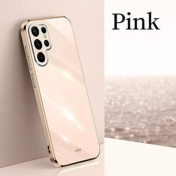 Nalacover For Samsung Galaxy S22 Ultra Case,Luxury Stylish Plating and Soft TPU Glossy Anti-Scratch Rubber Anti-drop Shockproof Ultra Slim Fit Back Phone Cover.For Samsung Galaxy S22 Ultra,Pink