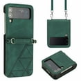thumbnail image 1 of Nalacover For Samsung Galaxy Z Flip 3 Case,Shockproof Premium PU Leather Magnetic Clasp Flip for Women Men Cover with Removable Adjustable Crossbody Shoulder Strap For Samsung Galaxy Z Flip 3Darkgreen, 1 of 5