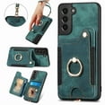 thumbnail image 1 of Nalacover For Samsung S21 Plus Case Ring Holder Kickstand with Credit Card Holder, Back Flip Premium Leather Magnetic Clasp Removable Wirst Hand Strap Cover for Samsung Galaxy S21 Plus,Green, 1 of 15