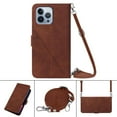 thumbnail image 1 of Nalacover For iPhone 11 Pro Card Slot Case,Shockproof Premium PU Leather Magnetic Clasp Flip Stand Wallet for Women Men Cover with Removable Adjustable Crossbody Shoulder Strap,Brown, 1 of 11