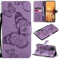 thumbnail image 1 of Nalacover For iPhone 13 6.1 inch Case,Luxury 360 Protection Embossed Butterfly PU Leather and Soft TPU Flip Kickstand Magnetic Card Wallet Shockproof Protective Cover with Wrist Strap.Purple, 1 of 9