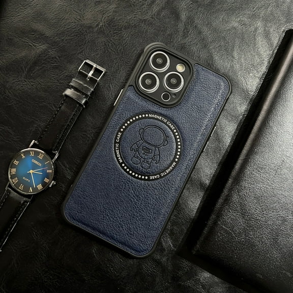 Nalacover For For iPhone 13 Pro, Cute Astronaut Pattern Leather Anti-Scratch Raised Camera Protection Compatible with MagSafe,Slim Fit Shockproof Phone Case For iPhone 13 Pro, Navyblue