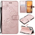 thumbnail image 1 of Nalacover For iPhone 13 Pro Max Case,Luxury 360 Protection Embossed Butterfly PU Leather and Soft TPU Flip Kickstand Magnetic Card Wallet Shockproof Protective Cover with Wrist Strap.Rosegold, 1 of 8