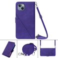 thumbnail image 1 of Nalacover For iPhone 15 Plus Card Slot Case,Shockproof Premium PU Leather Magnetic Clasp Flip Stand Wallet for Women Men Cover with Removable Adjustable Crossbody Shoulder Strap,Purple, 1 of 11