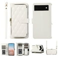 thumbnail image 1 of Nalacover for Google Pixel 6 6.4 inch Premium PU Leather Crossbody Case with Shoulder Strap & Wrist Strap,Shockproof Magnetic Flip Kickstand Credit Card Slots Zipper Wallet Phone Case,White, 1 of 12