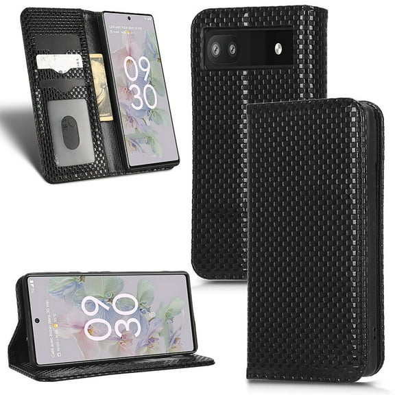 Nalacover for Google Pixel 6 Pro 6.7 inch Wallet Case,Luxury 360 Protection PU Leather Anti-Scratch Hidden Magnetic Closure Flip Folio Kickstand Credit Card Slots Shockproof Phone Cover,Black