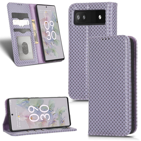 Nalacover for Google Pixel 6 Pro 6.7 inch Wallet Case,Luxury 360 Protection PU Leather Anti-Scratch Hidden Magnetic Closure Flip Folio Kickstand Credit Card Slots Shockproof Phone Cover,Purple