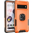 thumbnail image 1 of Nalacover For Google Pixel 6 Pro Slim Case,Luxury Hybrid Hard PC and TPU Rugged Bumper 3-In-1 Rotatable Magnetic Ring Kickstand Four Corner Guard Shockproof Anti-Scratch Back Phone Cover.Orange, 1 of 8