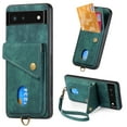 thumbnail image 1 of Nalacover for Google Pixel 6, Slim Case Wallet with Credit Card Holder, Back Flip Premium Leather Magnetic Clasp Kickstand Wirst Hand Strap Shockproof Cover for Google Pixel 6, Green, 1 of 7