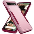 thumbnail image 1 of Nalacover for Google Pixel 6A Case: Dual Layer Protective Heavy Duty Cell Phone Case Shockproof Rugged Bumper Tough Hand Grip - Military Grade Drop Tested for Google Pixel 6A, Pink+Rose, 1 of 6