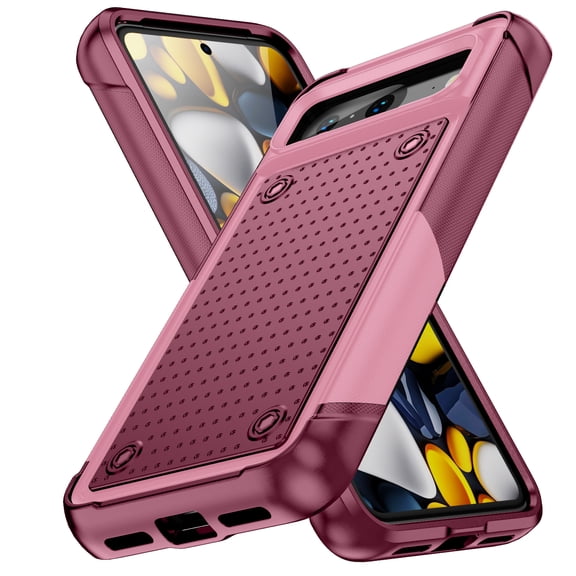 Nalacover Google Pixel 7 Case, Heavy Duty 3 in 1 Rugged Shockproof Rugged Silicone Hybrid Hard PC Soft TPU Bumper Camera Raised Drop Protective Girls Women Boy Men Phone Covers, Rose