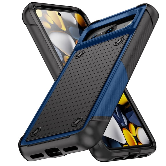 Nalacover Google Pixel 7 Case, Heavy Duty 3 in 1 Rugged Shockproof Rugged Silicone Hybrid Hard PC Soft TPU Bumper Camera Raised Drop Protective Girls Women Boy Men Phone Covers, Navyblue