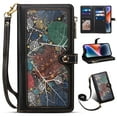 thumbnail image 1 of Nalacover for Google Pixel 7 Pro 2022 Release Wallet Case,Stylish Pattern PU Leather RFID Blocking Magnetic Clasp Flip Folio Zipper Pocket Kickstand Card Slots Phone Cover with Wrist Strap.Black, 1 of 9
