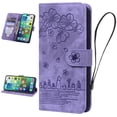 thumbnail image 1 of Nalacover for Google Pixel 7 Pro Wallet Case, Flower Cat Embossed Pattern Magnetic Premium PU Leather Soft Silicone Shockproof Cover with Card Slots Holder Kickstand Flip Folio Case,Purple, 1 of 7