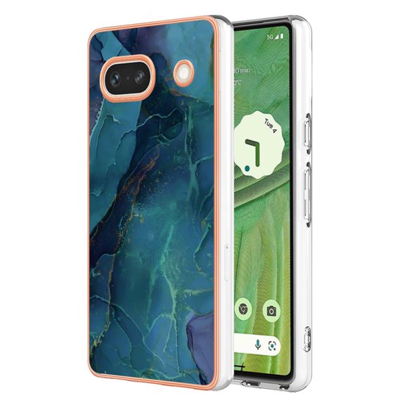Nalacover for Google Pixel 7A Marble Pattern Slim Case Compatible with MagSafe Wireless Charging, Soft Silicone/TPU Shockproof Non-Yellowing Lightweight Protective Cover for Google Pixel 7A, Green