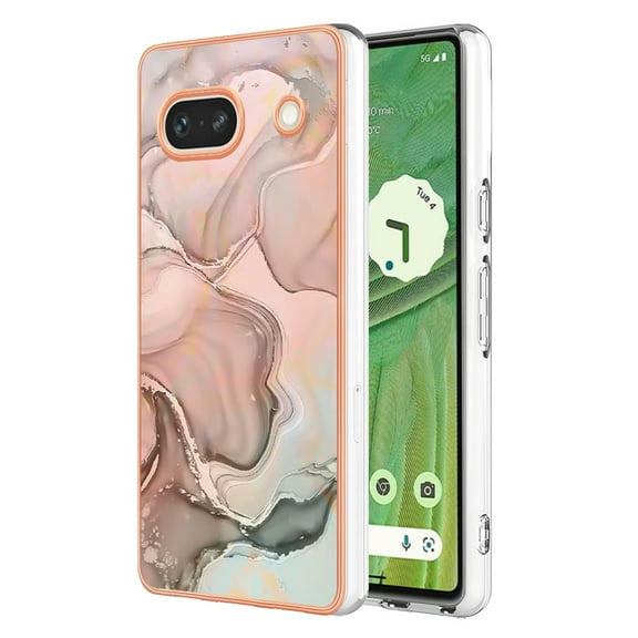 Nalacover for Google Pixel 7A Marble Pattern Slim Case Compatible with MagSafe Wireless Charging, Soft Silicone/TPU Shockproof Non-Yellowing Lightweight Protective Cover for Google Pixel 7A, Gold