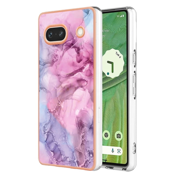 Nalacover for Google Pixel 7A Marble Pattern Slim Case Compatible with MagSafe Wireless Charging, Soft Silicone/TPU Shockproof Non-Yellowing Lightweight Protective Cover for Google Pixel 7A, Pink