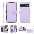 thumbnail image 1 of Nalacover for Google Pixel 7a 6.1 inch Premium PU Leather Crossbody Case with Shoulder Strap & Wrist Strap,Shockproof Magnetic Flip Kickstand Credit Card Slots Zipper Wallet Phone Case,Purple, 1 of 12