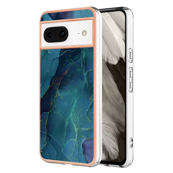 Nalacover for Google Pixel 8 Marble Pattern Slim Case Compatible with MagSafe Wireless Charging, Soft Silicone/TPU Shockproof Non-Yellowing Lightweight Protective Cover for Google Pixel 8, Green
