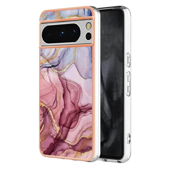 Nalacover for Google Pixel 8 Pro Marble Pattern Slim Case Compatible with MagSafe Wireless Charging, Soft Silicone/TPU Shockproof Non-Yellowing Lightweight Protective Cover, Rose
