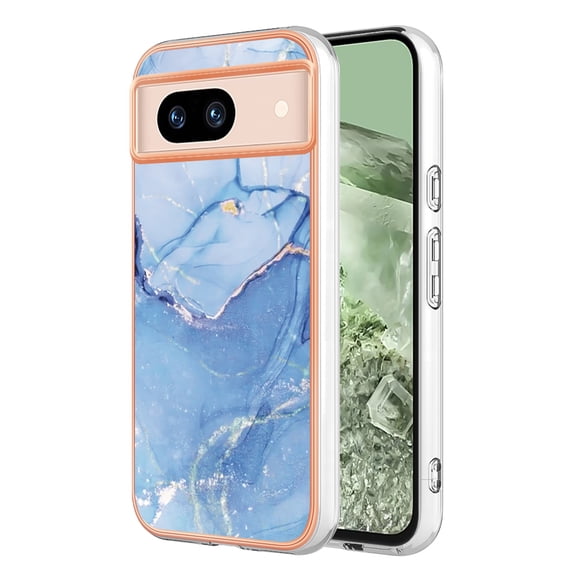 Nalacover for Google Pixel 8A Marble Pattern Slim Case Compatible with MagSafe Wireless Charging, Soft Silicone/TPU Shockproof Non-Yellowing Lightweight Protective Cover for Google Pixel 8A, Blue