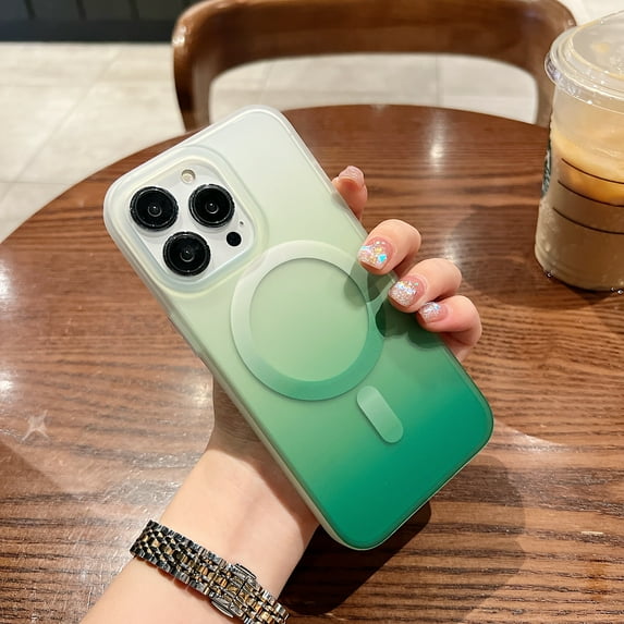 Nalacover Gradient Frosted Case for iPhone 14 Pro Max, Rugged PC + TPU Hybrid Translucent Magnetic Slim Cover Compatible with MagSafe Wireless Charging Case for iPhone 14 Pro Max,Green