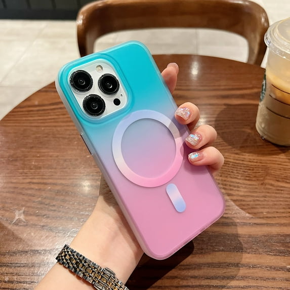 Nalacover Gradient Frosted Case for iPhone 14 Pro, Rugged PC + TPU Hybrid Translucent Magnetic Slim Cover Compatible with MagSafe Wireless Charging Case for iPhone 14 Pro, Pink