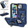 thumbnail image 1 of Nalacover Heavy Duty Armor Case for iPhone 14 Plus, Rugged PC Soft TPU Military Grade Shockproof Metal Magnetic Plate Shockproof Cover with Camera Lens Sliding Ring Holder Kickstand Case,Blue, 1 of 8