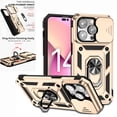 thumbnail image 1 of Nalacover Heavy Duty Armor Case for iPhone 14 Pro Max, Rugged PC Soft TPU Military Grade Shockproof Metal Magnetic Plate Shockproof Cover with Camera Lens Sliding Ring Holder Kickstand Case,Gold, 1 of 8