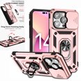 thumbnail image 1 of Nalacover Heavy Duty Armor Case for iPhone 14 Pro Max, Rugged PC Soft TPU Military Grade Shockproof Metal Magnetic Plate Shockproof Cover with Camera Lens Sliding Ring Holder Kickstand Case,Rosegold, 1 of 8