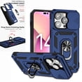 thumbnail image 1 of Nalacover Heavy Duty Armor Case for iPhone 14 Pro Max, Rugged PC Soft TPU Military Grade Shockproof Metal Magnetic Plate Shockproof Cover with Camera Lens Sliding Ring Holder Kickstand Case,Blue, 1 of 8
