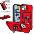 thumbnail image 1 of Nalacover Heavy Duty Armor Case for iPhone 14, Rugged PC Soft TPU Military Grade Shockproof Metal Magnetic Plate Shockproof Cover with Camera Lens Sliding Ring Holder Kickstand Case,Red, 1 of 8