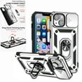 thumbnail image 1 of Nalacover Heavy Duty Armor Case for iPhone 14, Rugged PC Soft TPU Military Grade Shockproof Metal Magnetic Plate Shockproof Cover with Camera Lens Sliding Ring Holder Kickstand Case,Silver, 1 of 8
