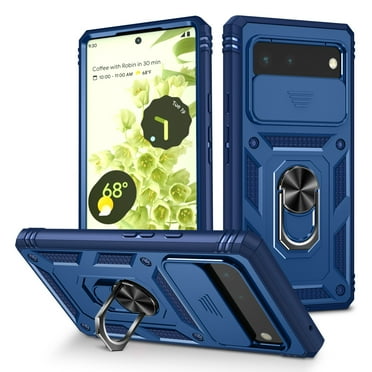 Nalacover Heavy Duty Case for Google Pixel 6 with Camera Lens Sliding Cover, Triple Layers Ring Kickstand Hybrid Rugged PC + TPU Shockproof Case with Magnetic Car Mount Holder, Blue