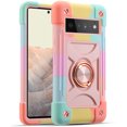 thumbnail image 1 of Nalacover Heavy Duty Case for Google Pixel 6 Pro, Armor Military Grade Ring Holder Kickstand Rugged PC Soft TPU Shockproof Cover Magnetic Car Mount Triple Layers Colors Design Case,Rainbow, 1 of 7
