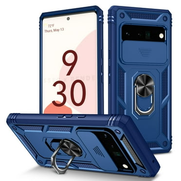Nalacover Heavy Duty Case for Google Pixel 8 with Camera Lens Sliding Cover, Triple Layers Ring Kickstand Hybrid Rugged PC + TPU Shockproof Case with Magnetic Car Mount Holder, Blue