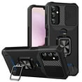 thumbnail image 1 of Nalacover Heavy Duty Case for Samsung Galaxy A14 5G, Hybrid Rugged PC Soft Silicone Card Slot Sliding Camera Lens Protection Cover with Ring Holder Kickstand Magnetic Car Mount Case, Black, 1 of 7