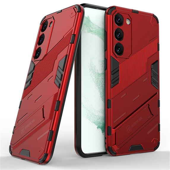Nalacover Heavy Duty Case for Samsung Galaxy S23 Plus with Hidden Bracket Magnetic Car Mount Holder, Hybrid Rugged PC + Soft TPU Shockproof Anti-Scratches Cover Support Wireless Charging, Red